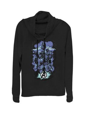 Marvel Women's Avengers Endgame Team Group Shot Artsy Pop Portrait Cowl Neck Pullover, Black, XSmall