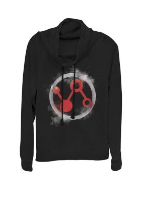 Marvel Women's Avengers Endgame Ant-Man Spray Paint Logo Cowl Neck Graphic Pullover, Black, XSmall