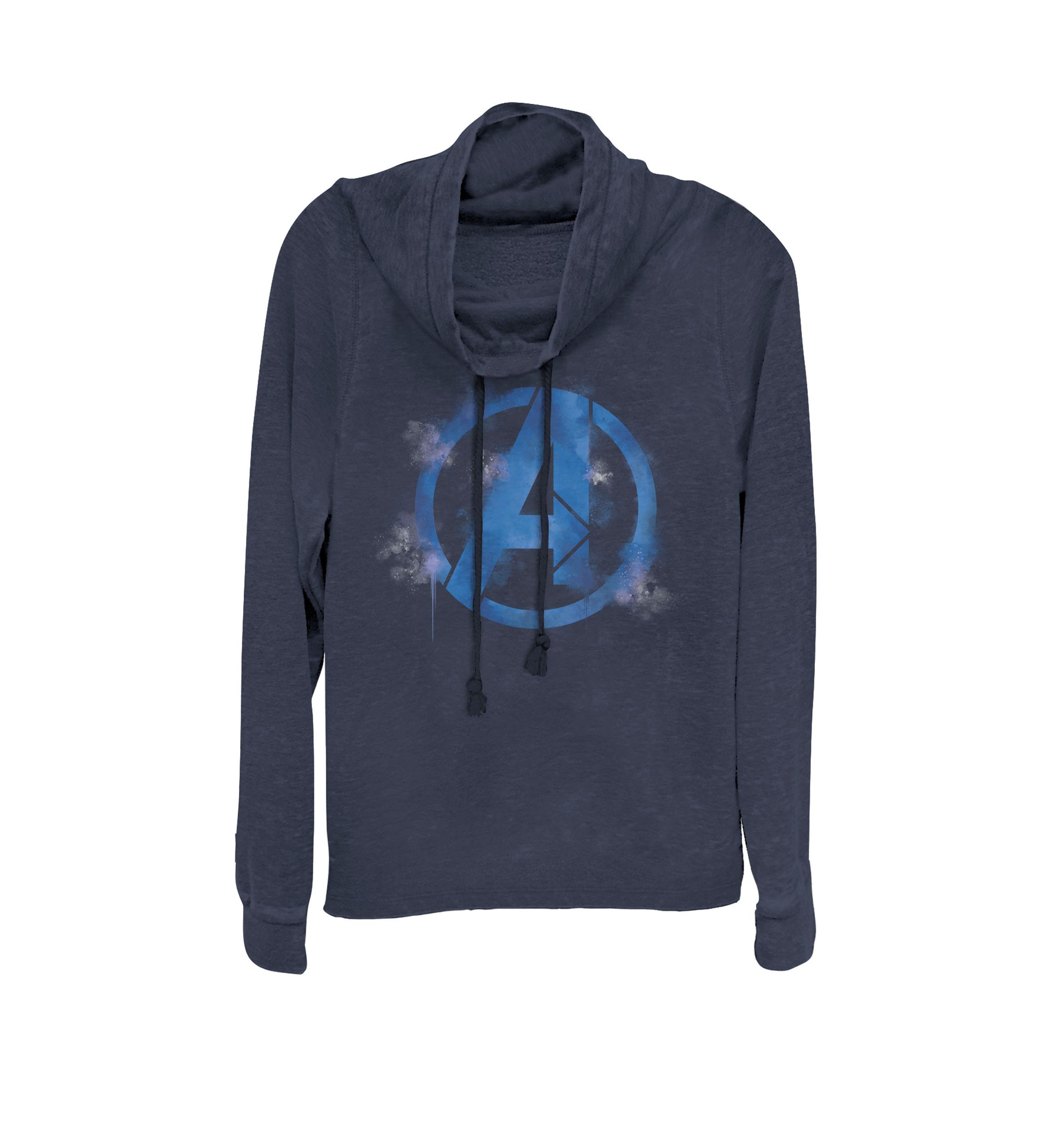 Avengers Endgame Spray Painted Avenger Symbol Cowl Neck Pullover