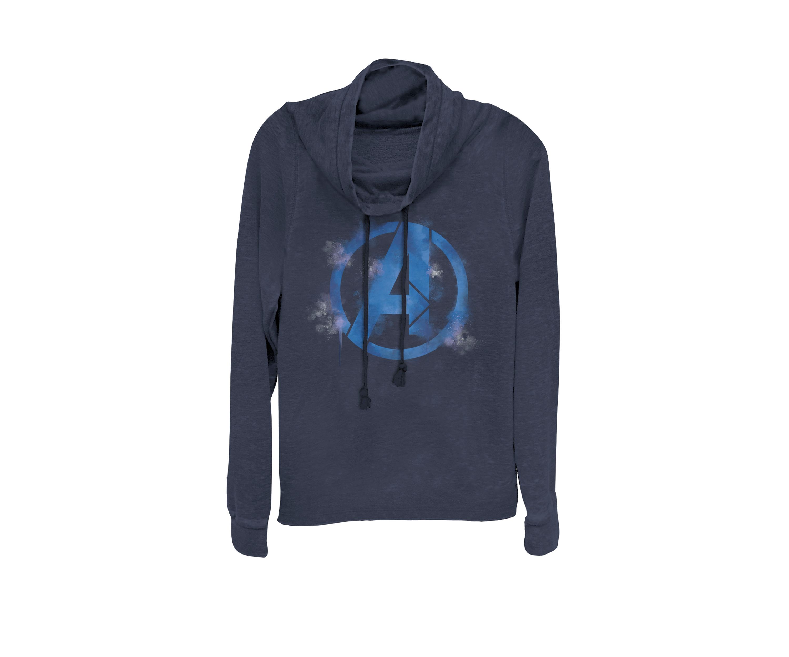 Avengers Endgame Spray Painted Avenger Symbol Cowl Neck Pullover