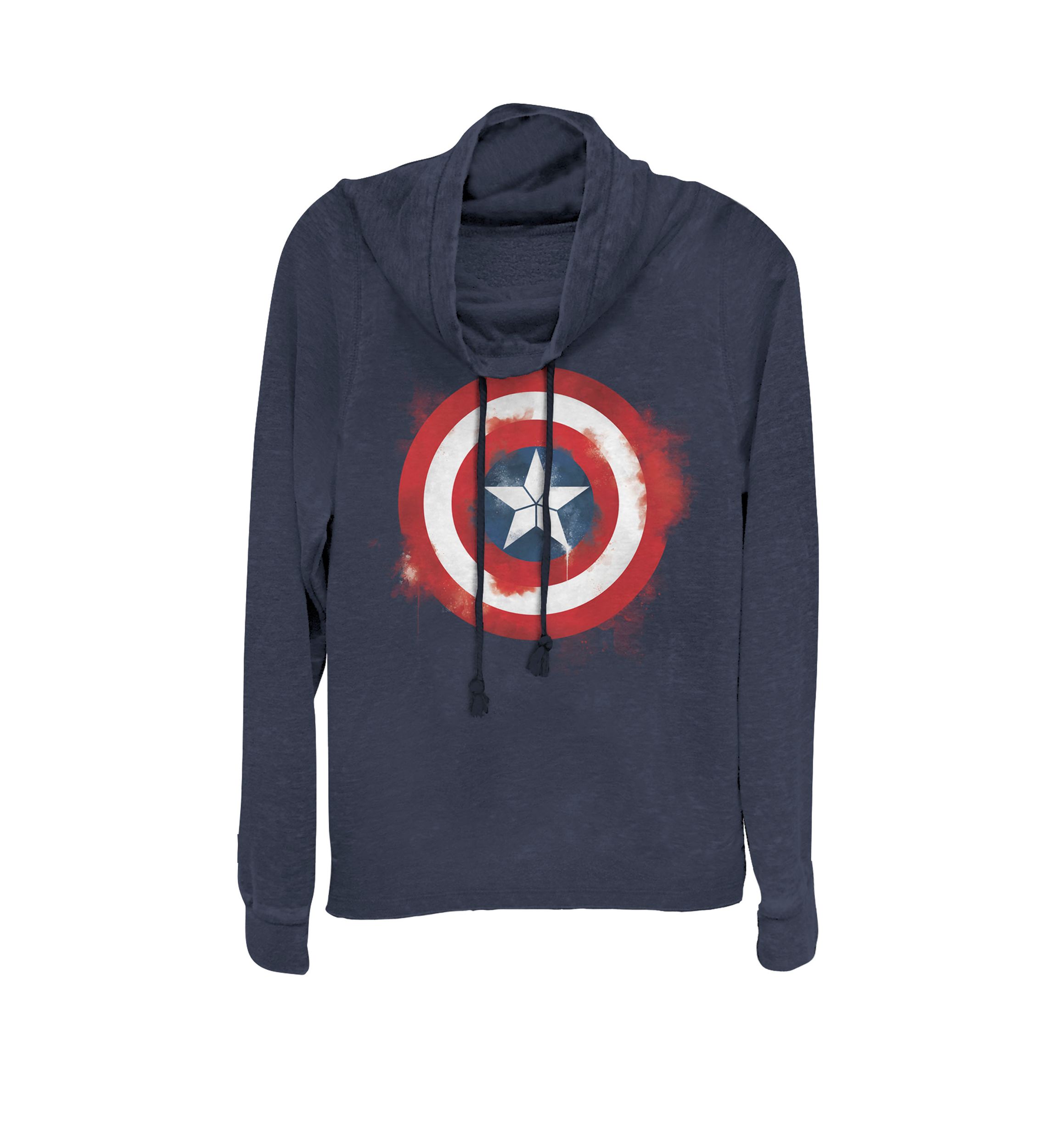 Avengers Endgame Spray Paint Captain America Logo Cowl Neck Pullover