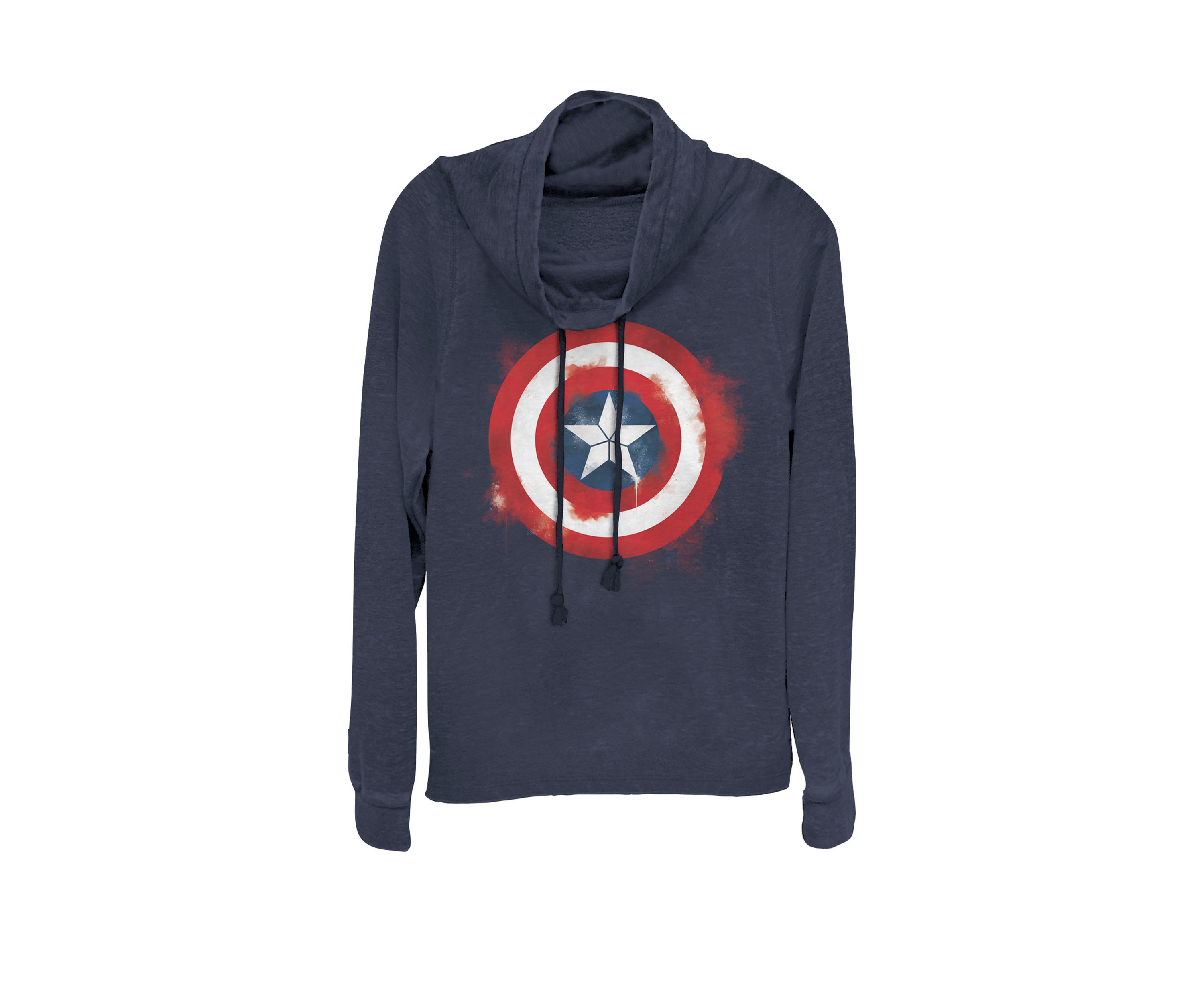 Avengers Endgame Spray Paint Captain America Logo Cowl Neck Pullover