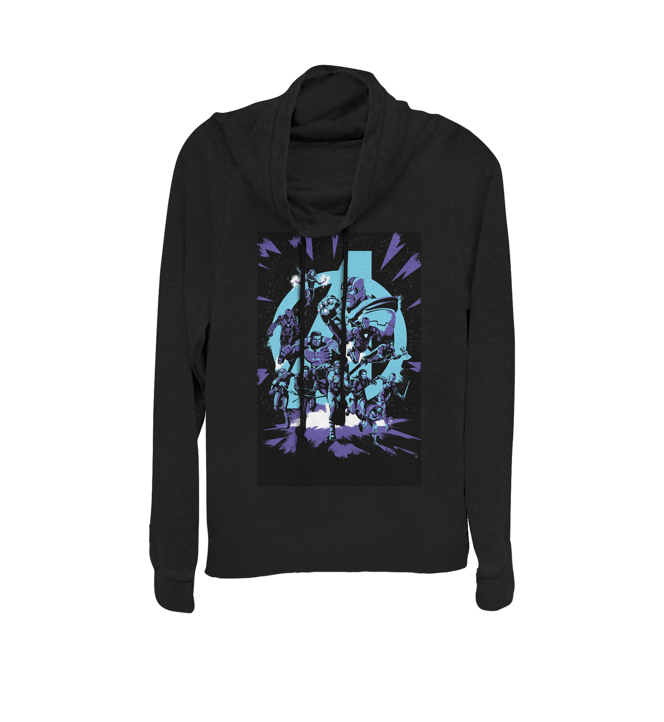 Avengers Endgame Tonal Team Group Shot Portrait Cowl Neck Pullover