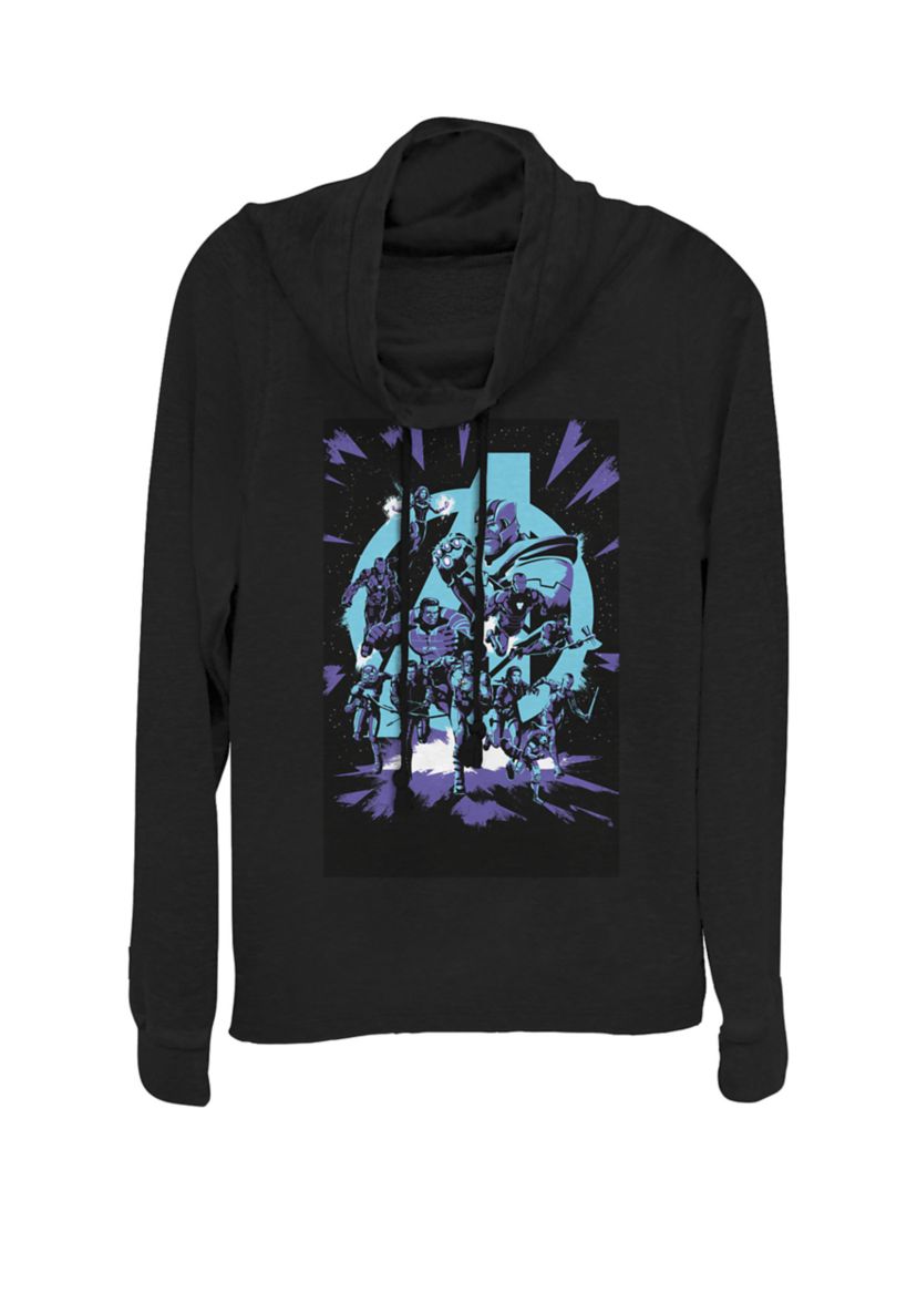 Avengers Endgame Tonal Team Group Shot Portrait Cowl Neck Pullover