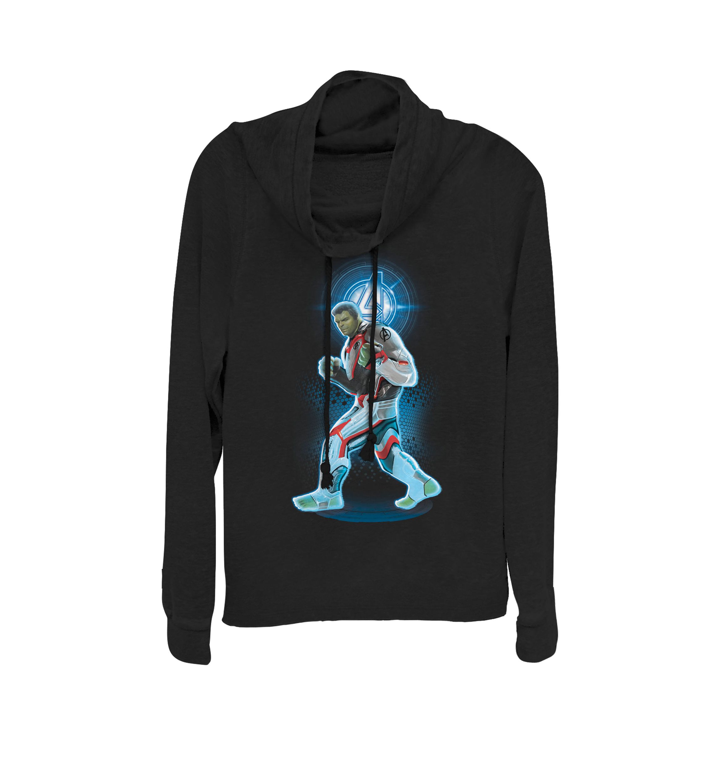 Avengers Endgame Logo Hulk Quantum Suit Portrait Cowl Neck Graphic Pullover