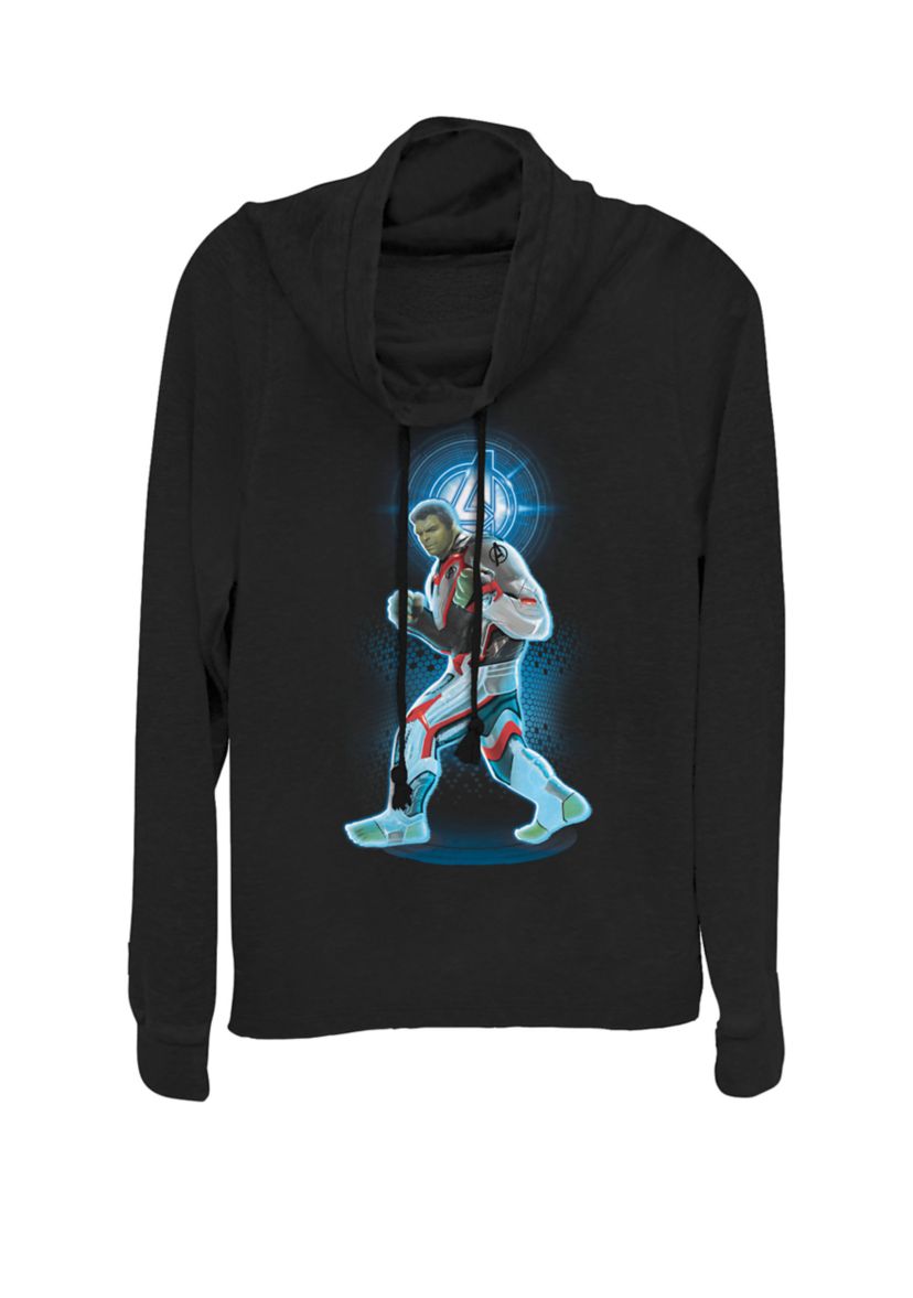 Avengers Endgame Logo Hulk Quantum Suit Portrait Cowl Neck Graphic Pullover