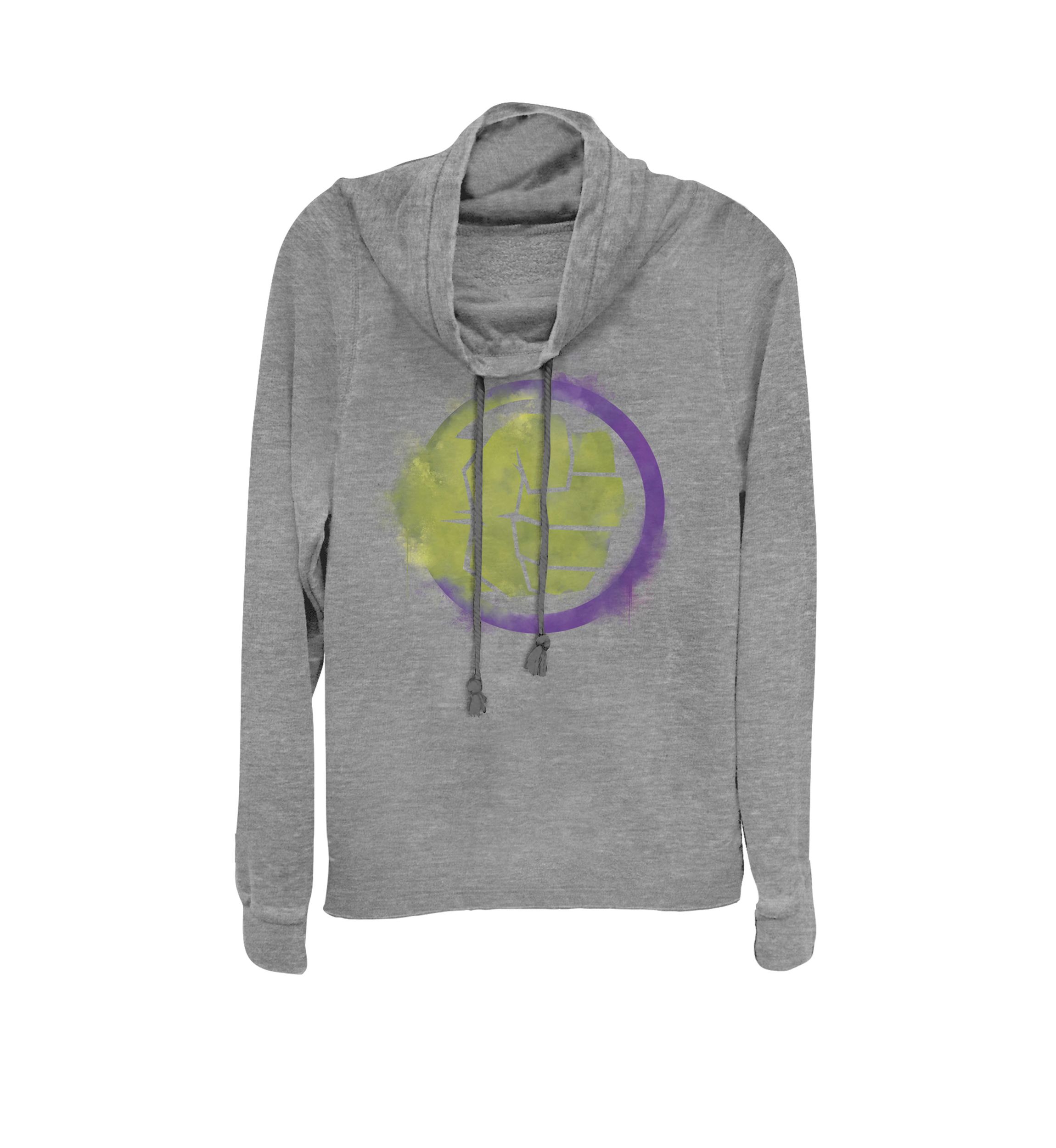 Avengers Endgame Hulk Spray Paint Logo Cowl Neck Pullover
