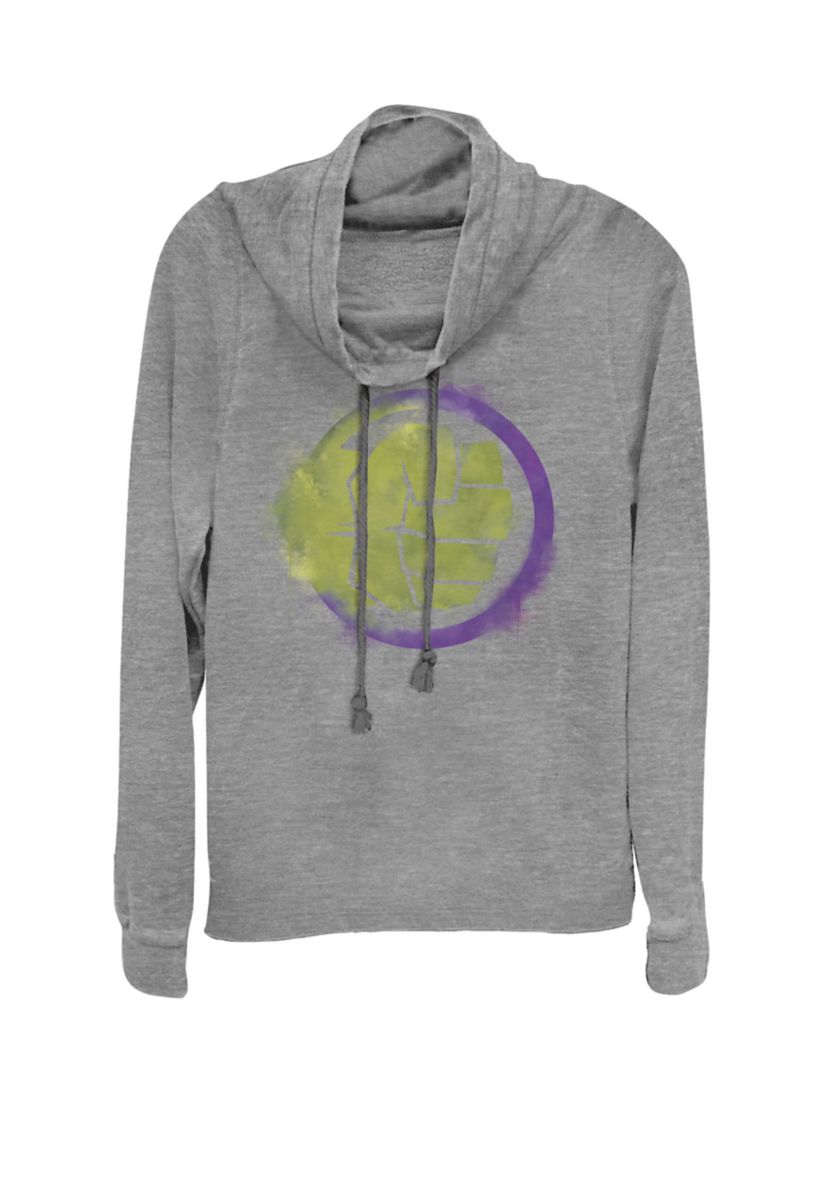 Avengers Endgame Hulk Spray Paint Logo Cowl Neck Pullover