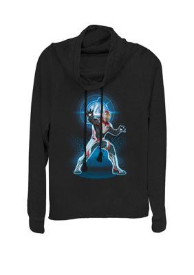 Marvel Women's Avengers Endgame Logo Iron Man Quantum Suit Portrait Cowl Neck Pullover, Black, XSmall