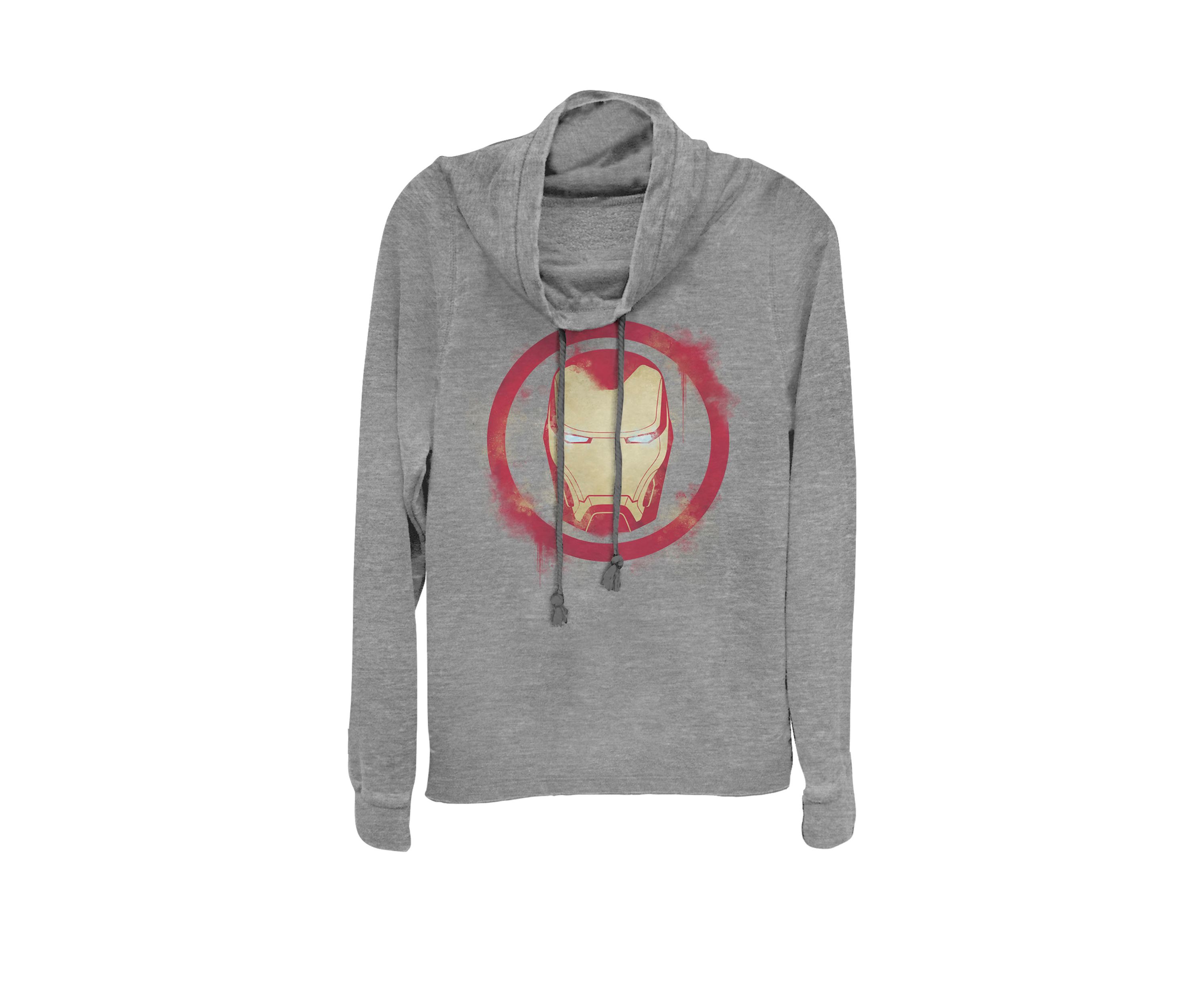 Avengers Endgame Iron Man Spray Paint Logo Cowl Neck Graphic Pullover