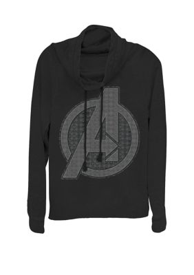 Marvel Women's Avengers Endgame Hero Symbol Logo Fill Cowl Neck Graphic Pullover, Black, XSmall