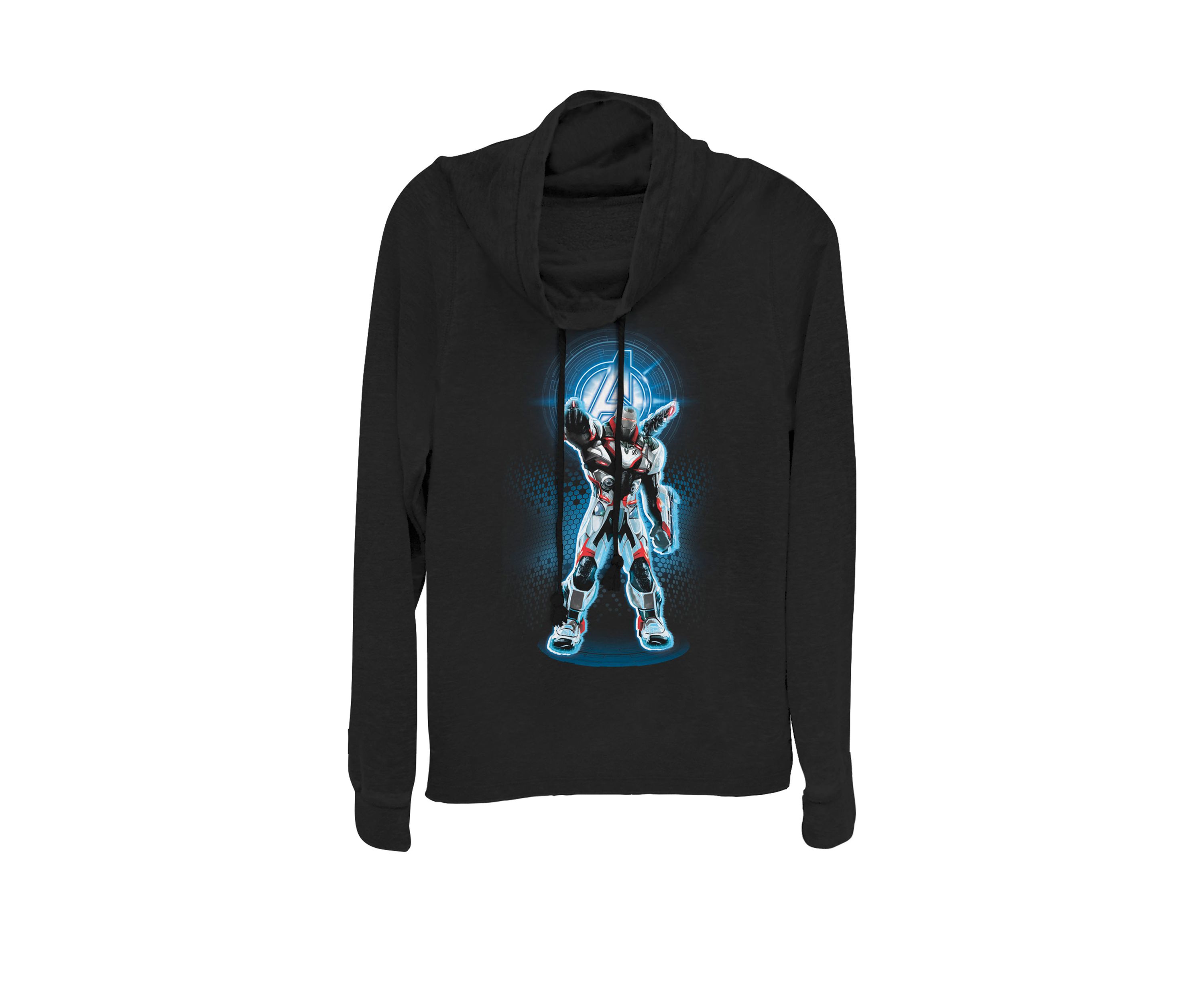 Avengers Endgame Logo War Machine Quantum Suit Portrait Cowl Neck Graphic Pullover