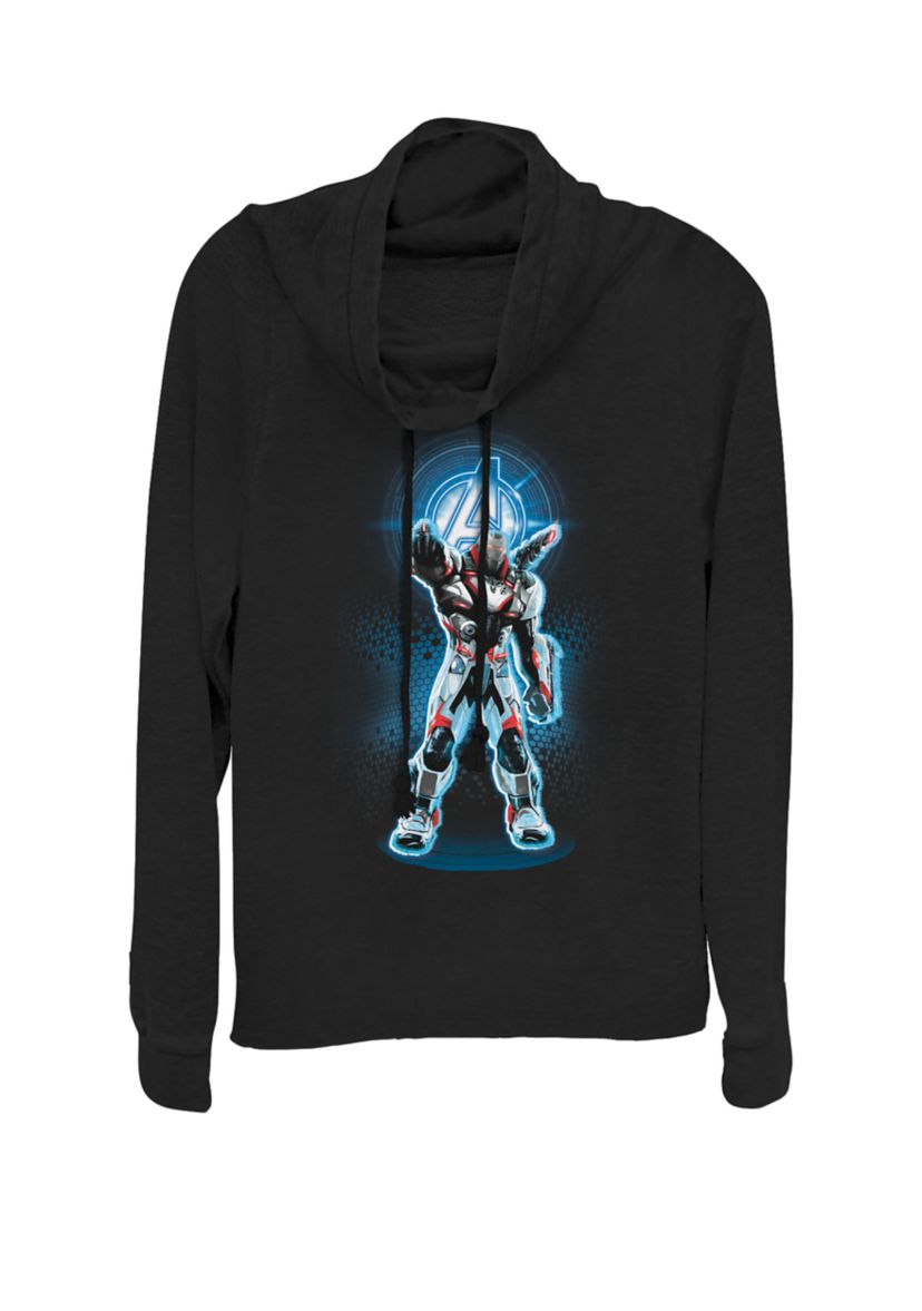 Avengers Endgame Logo War Machine Quantum Suit Portrait Cowl Neck Graphic Pullover