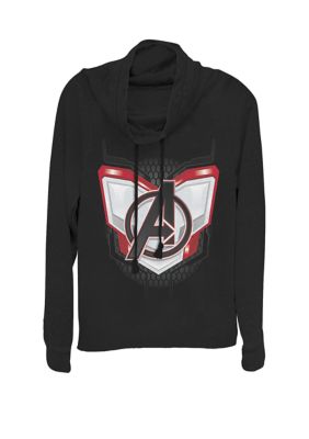 Marvel Women's Avengers Endgame Quantum Suit Armor Symbol Cowl Neck Graphic Pullover, Black, XSmall