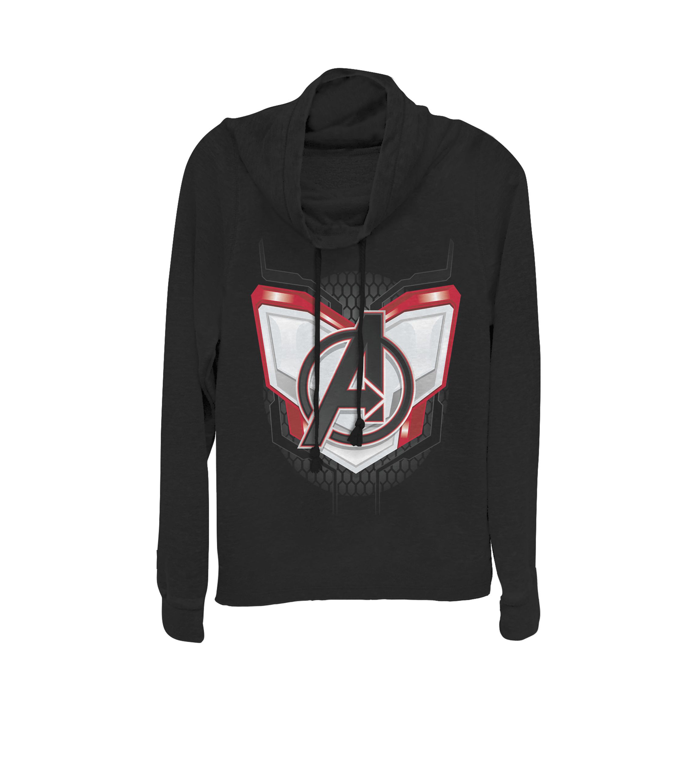 Avengers Endgame Quantum Suit Armor Symbol Cowl Neck Graphic Pullover