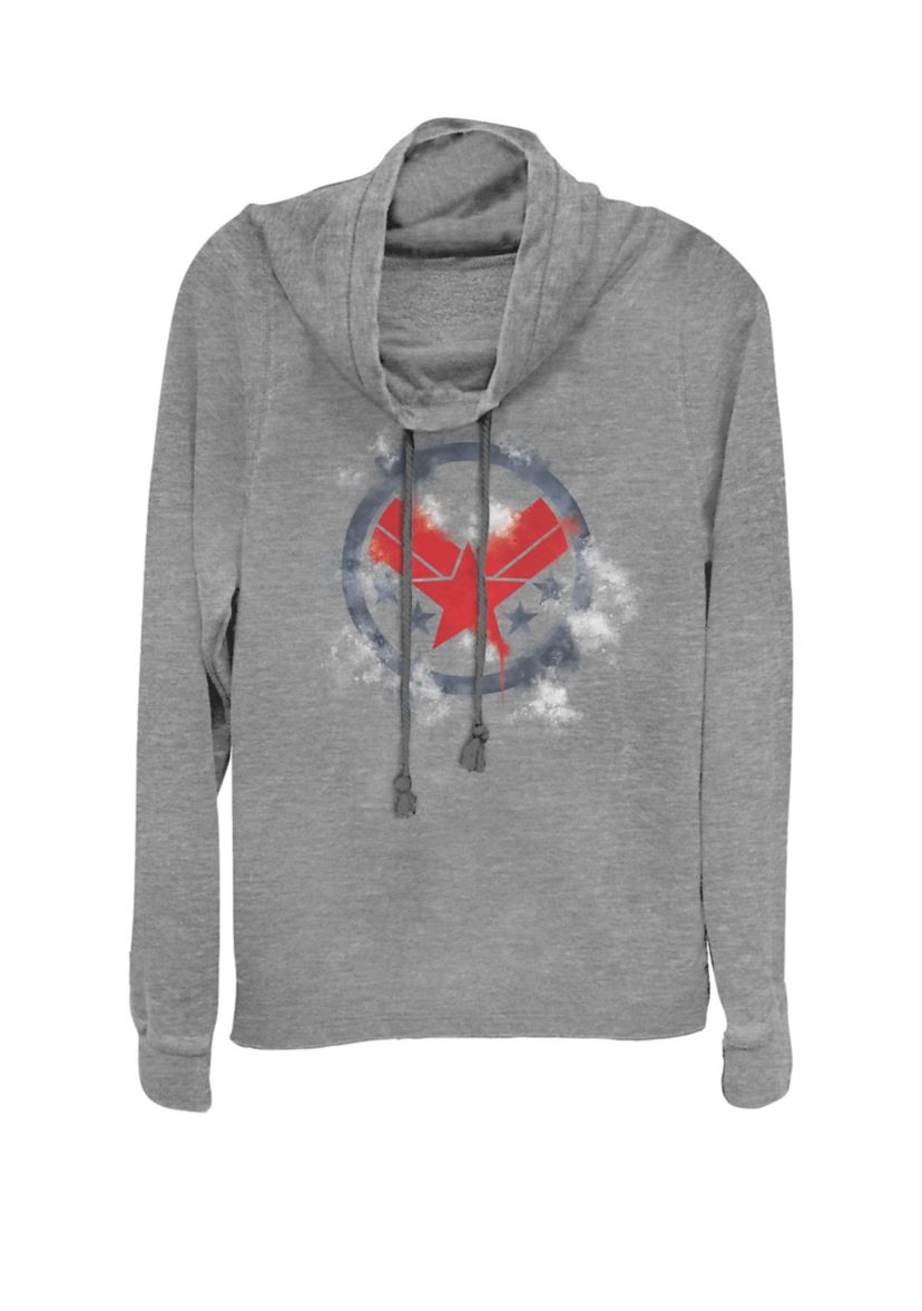 Avengers Endgame War Machine Spray Paint Logo Cowl Neck Pullover