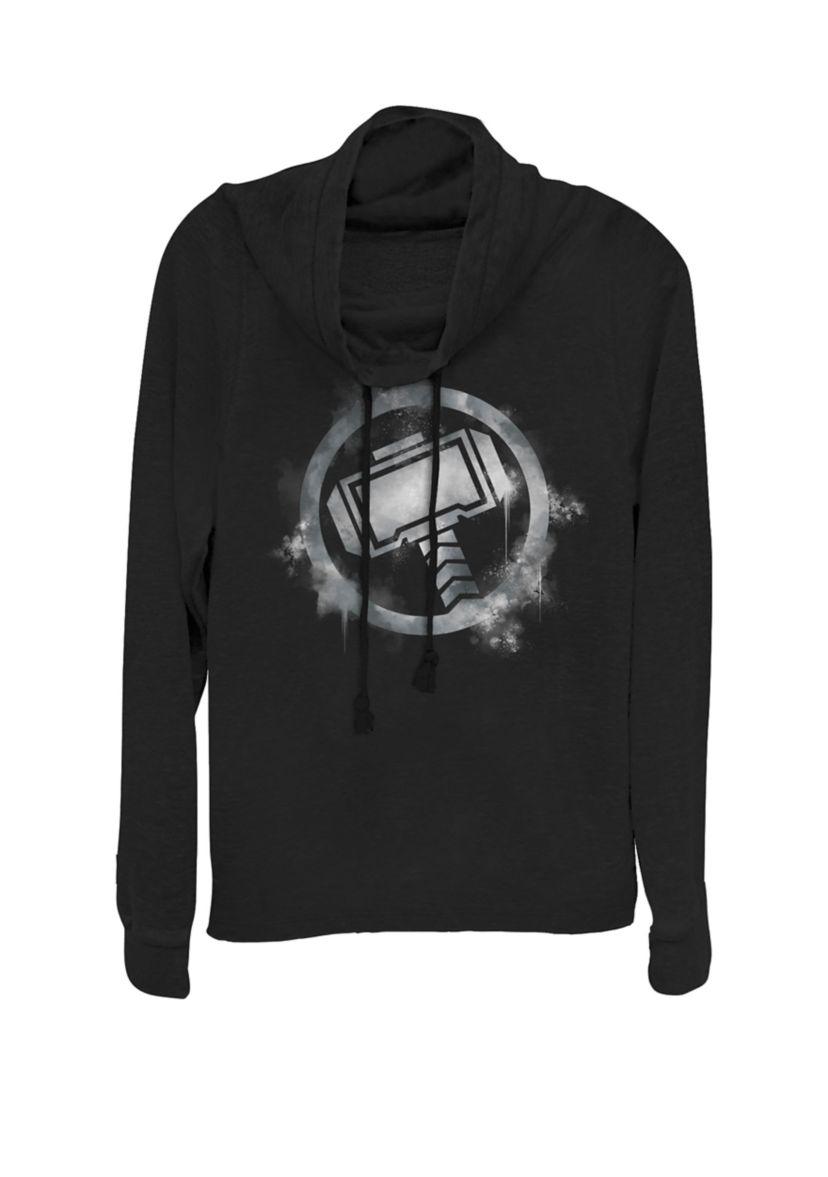 Avengers Endgame Thor Spray Paint Logo Cowl Neck Pullover
