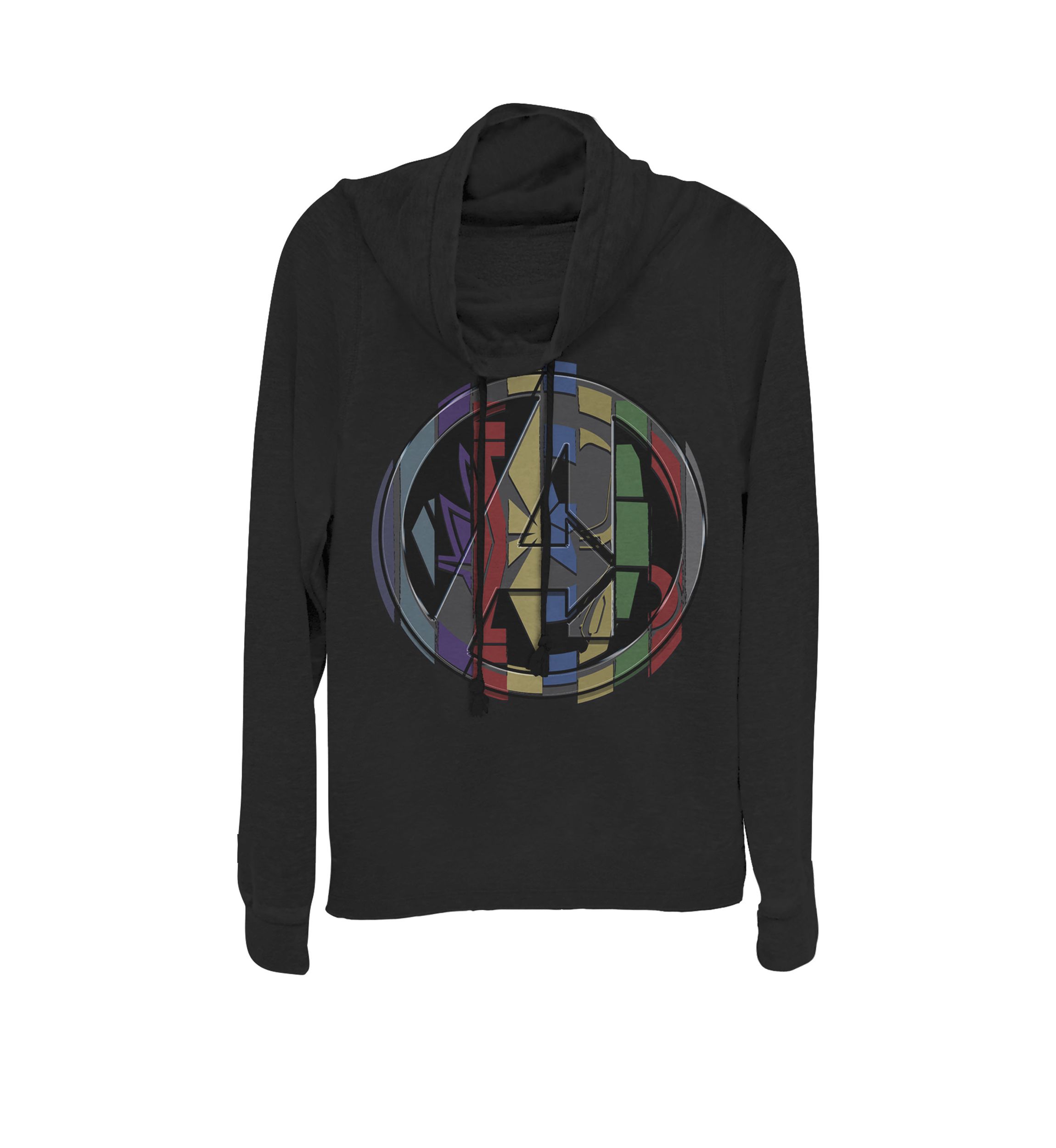 Avengers Endgame Avenger Hero Symbol Colorful Mashup Cowl Neck Graphic Pullover
