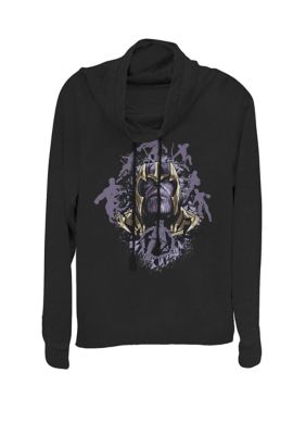 Marvel Women's Avengers Endgame Shatter Logo Hero Silhouettes Cowl Neck Pullover, Black, XSmall