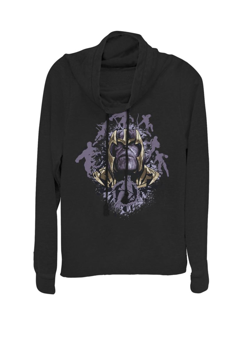 Avengers Endgame Shatter Logo Hero Silhouettes Cowl Neck Pullover