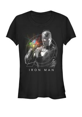 Marvel Women's Avengers Endgame Glowing Stones Logo Overlay Portrait Short Sleeve T-Shirt, Black, XXL