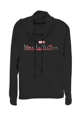 Marvel Women's Wanda Vision Logo Cowl Neck Pullover, Black, XSmall