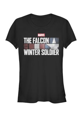 Marvel Women's Juniors Falcon & WS Graphic T-Shirt, Black, Small