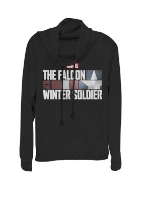 Marvel Women's The Falcon And The Winter Soldier Shield Cowl Neck Pullover, Black, XSmall