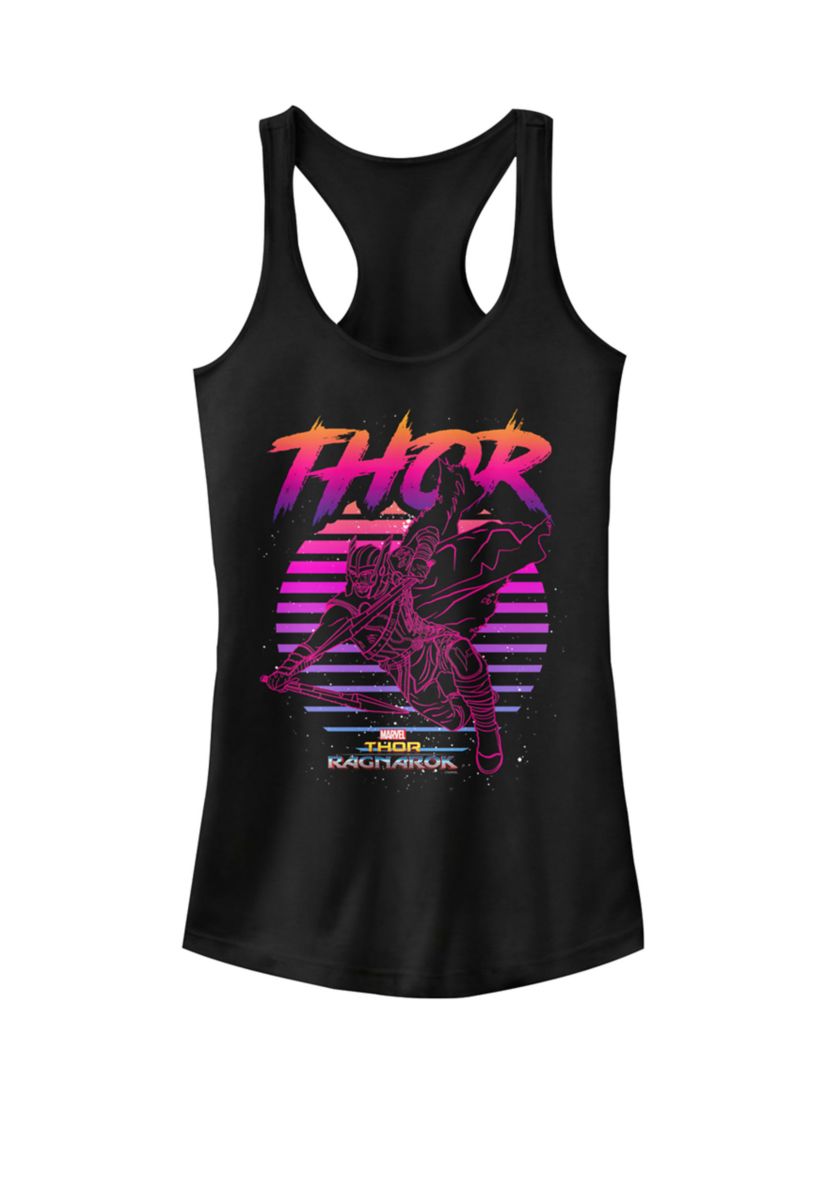 Thor Ragnarok 80s Retro Sunset Halftone Hero Racerback Tank