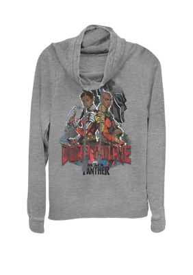 Marvel Women's Black Panther Movie Dora Milaje Duo Cowl Neck Pullover, Grey, XSmall
