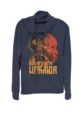 Marvel Women's Black Panther Movie Okoye Profile Cowl Neck Graphic Pullover, Navy Blue, XXL