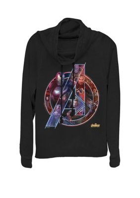 Marvel Women's Avengers Infinity War Neon Team Cowl Neck Graphic Pullover, Black, XSmall