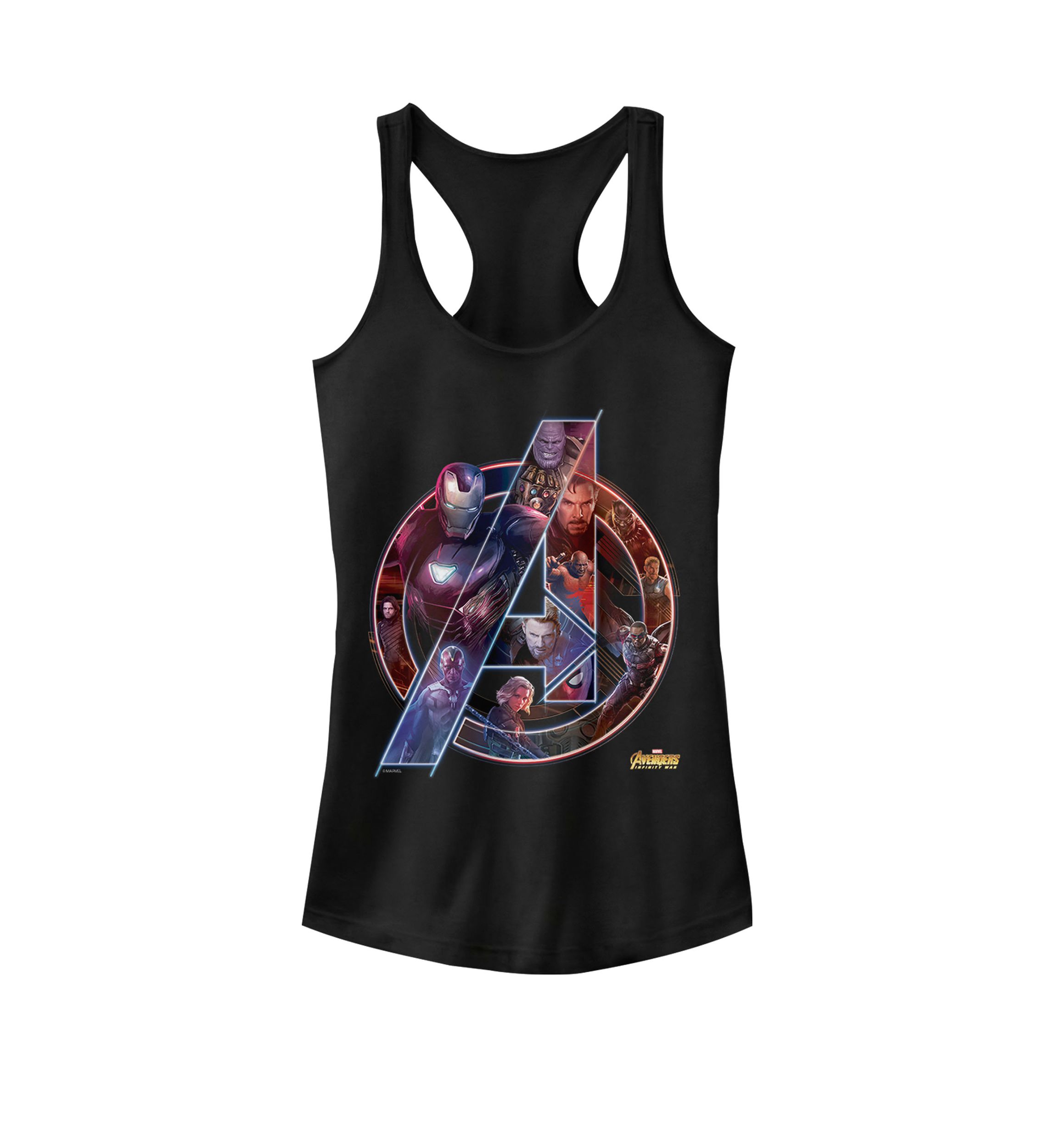 Avengers Infinity War Neon Team Racerback Tank