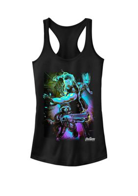 Marvel Women's Infinity War Thor Rocket Groot The Power Trio Graphic Racerback Tank Top, Black, XXL