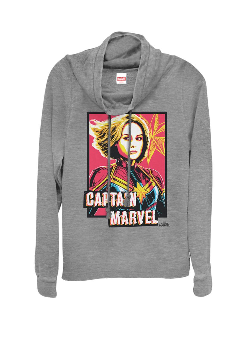 Captain Marvel™ Bright Poster Cowl Neck Graphic Pullover
