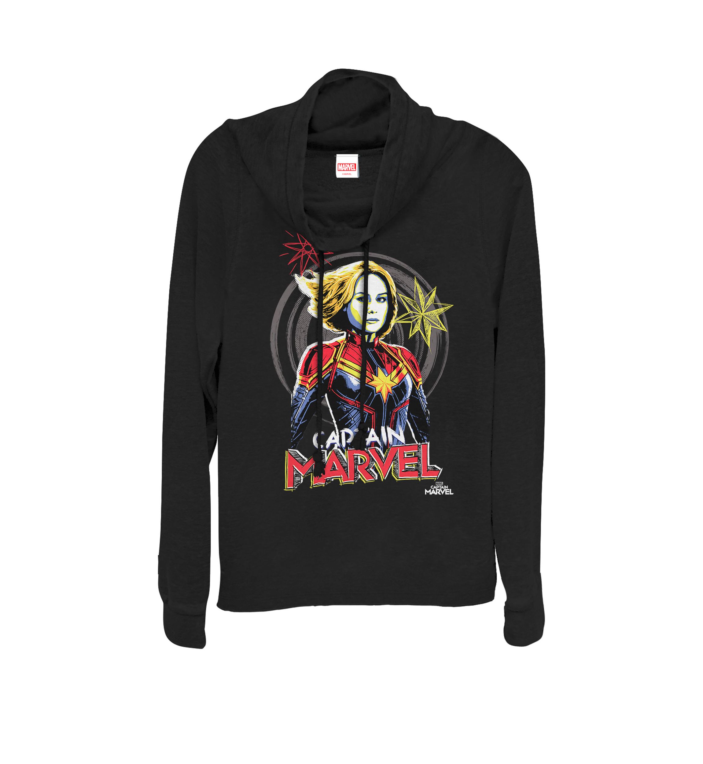 Captain Marvel™ Sketch Portrait Cowl Neck Graphic Pullover