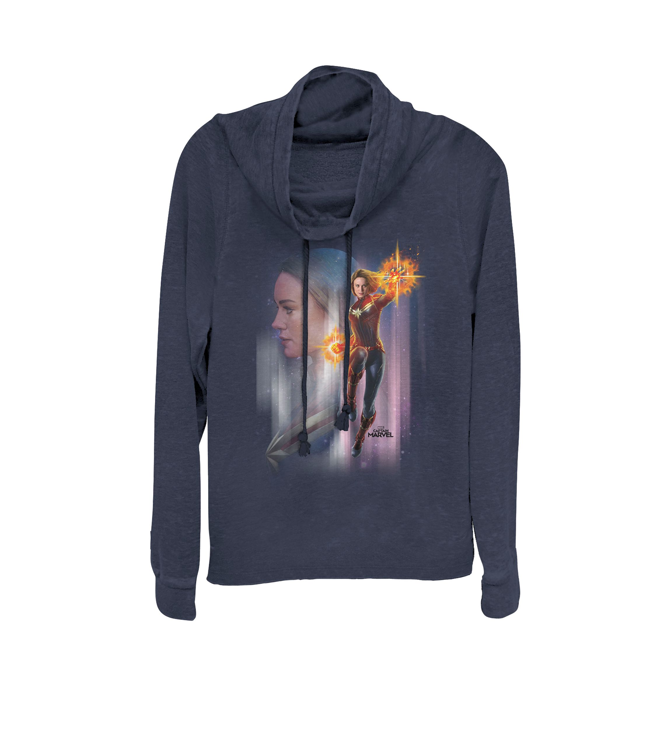 Captain Marvel™ Flying Space Portrait Cowl Neck Graphic Pullover