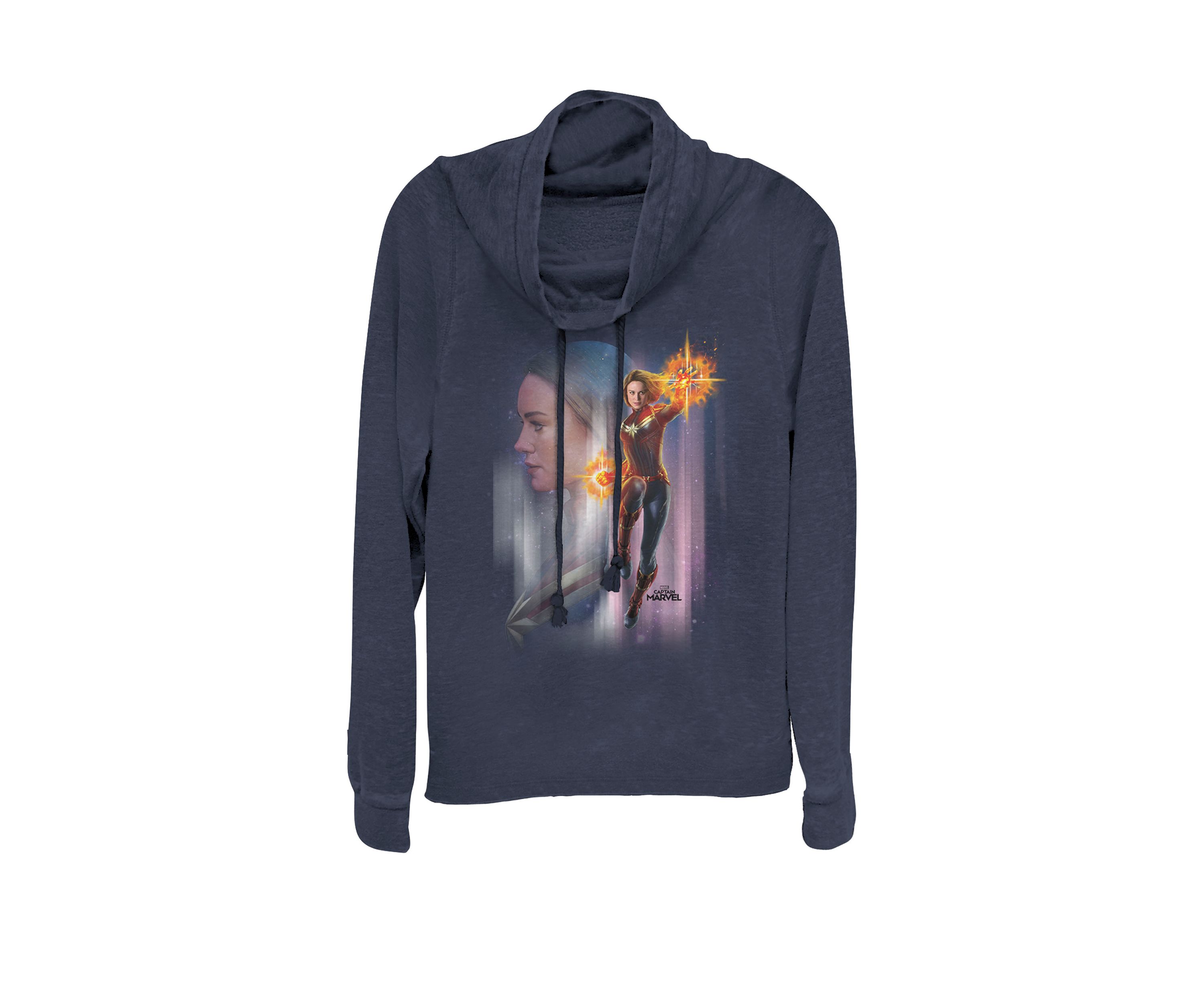 Captain Marvel™ Flying Space Portrait Cowl Neck Graphic Pullover