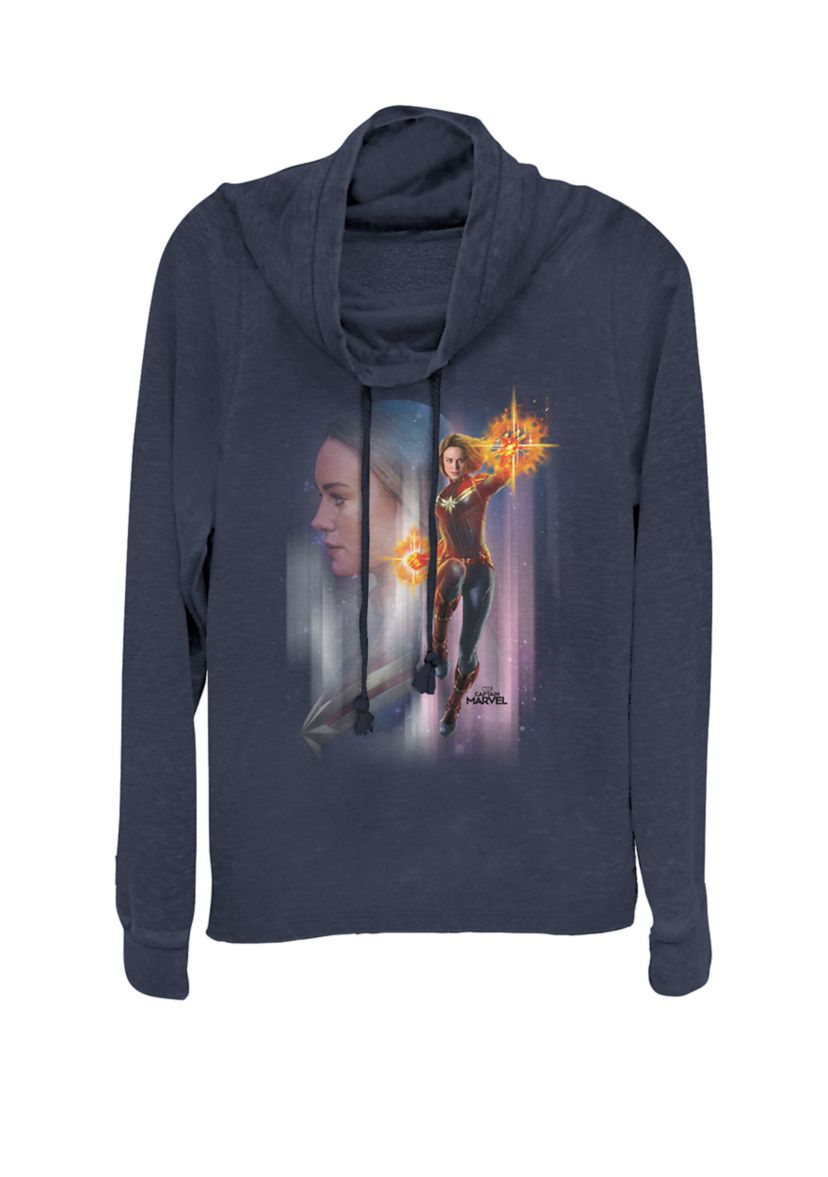 Captain Marvel™ Flying Space Portrait Cowl Neck Graphic Pullover