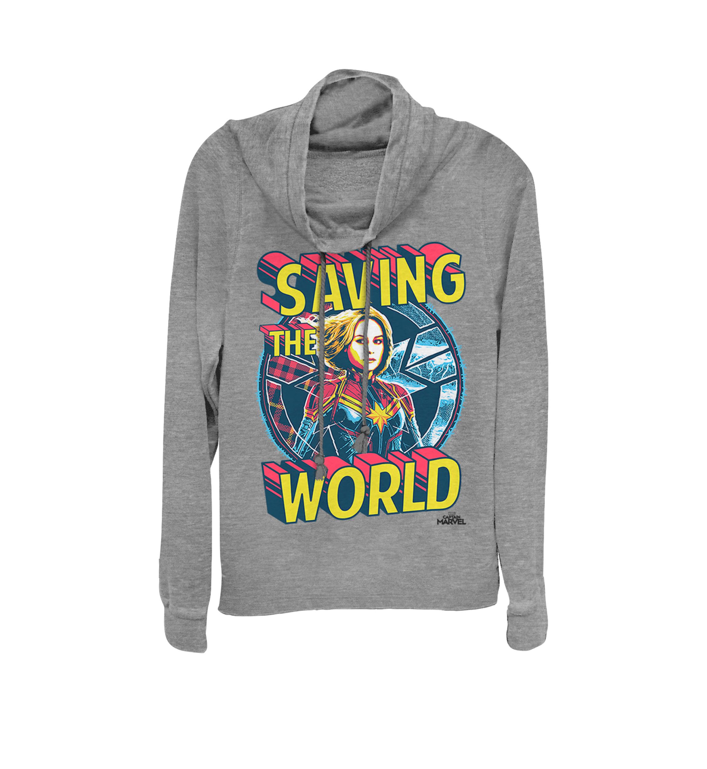 Captain Marvel™ Saving The World Portrait Cowl Neck Graphic Pullover