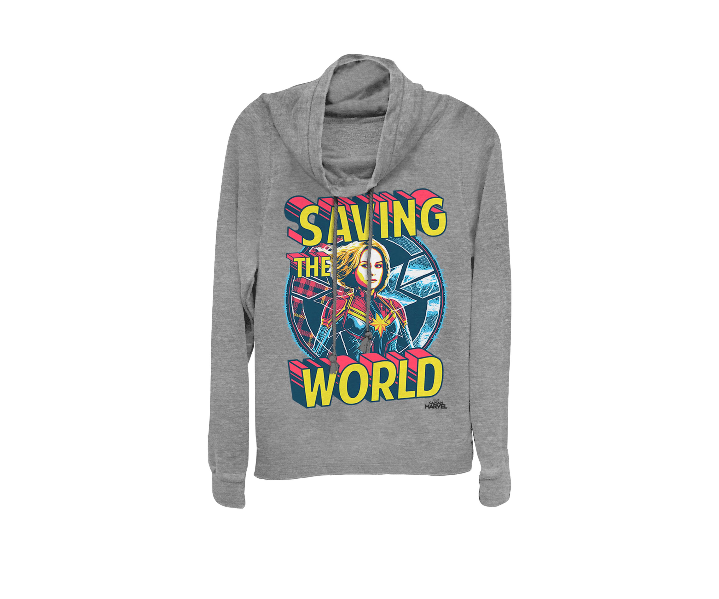 Captain Marvel™ Saving The World Portrait Cowl Neck Graphic Pullover