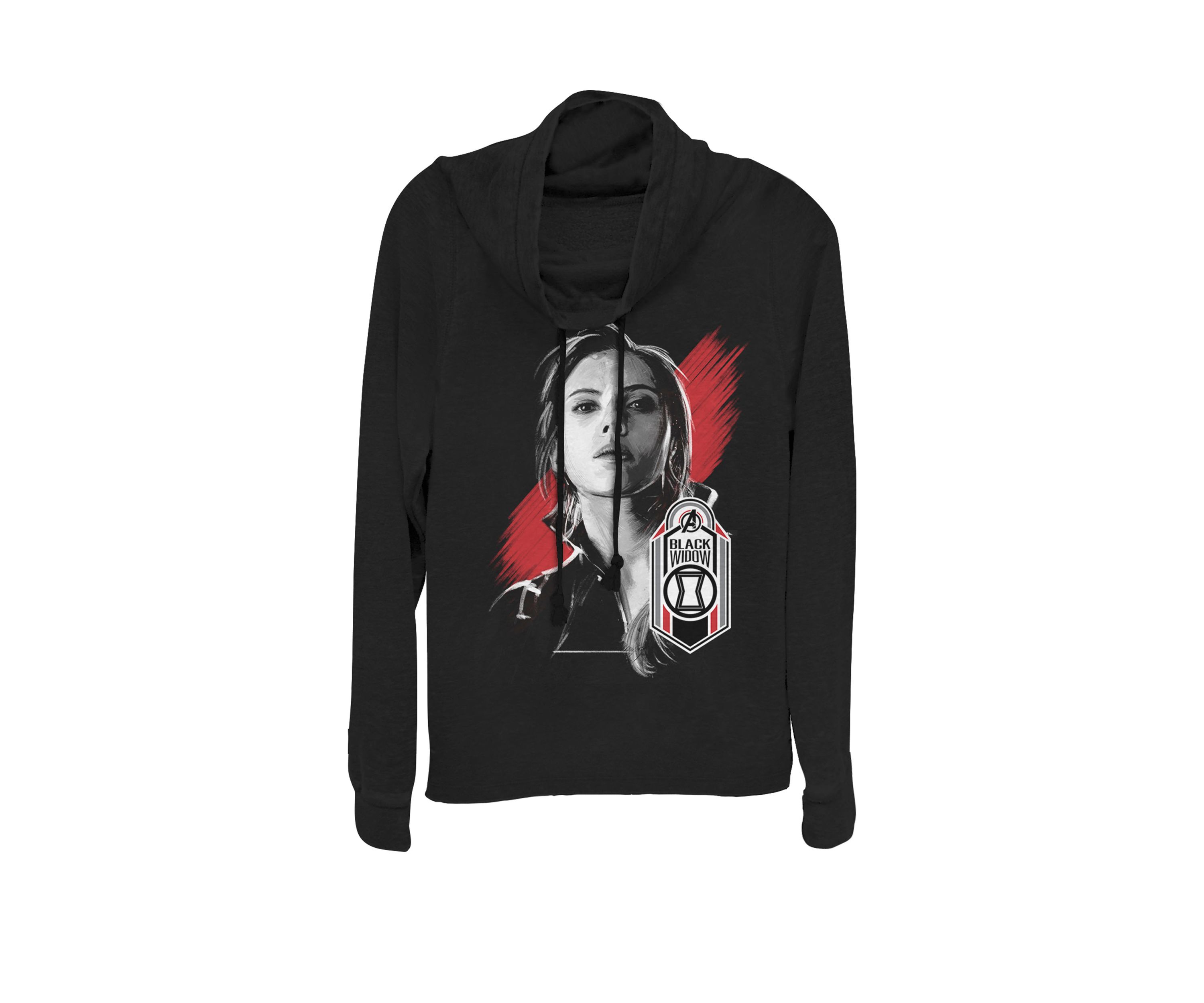 Avengers Endgame Black Widow Tag Poster Cowl Neck Graphic Pullover