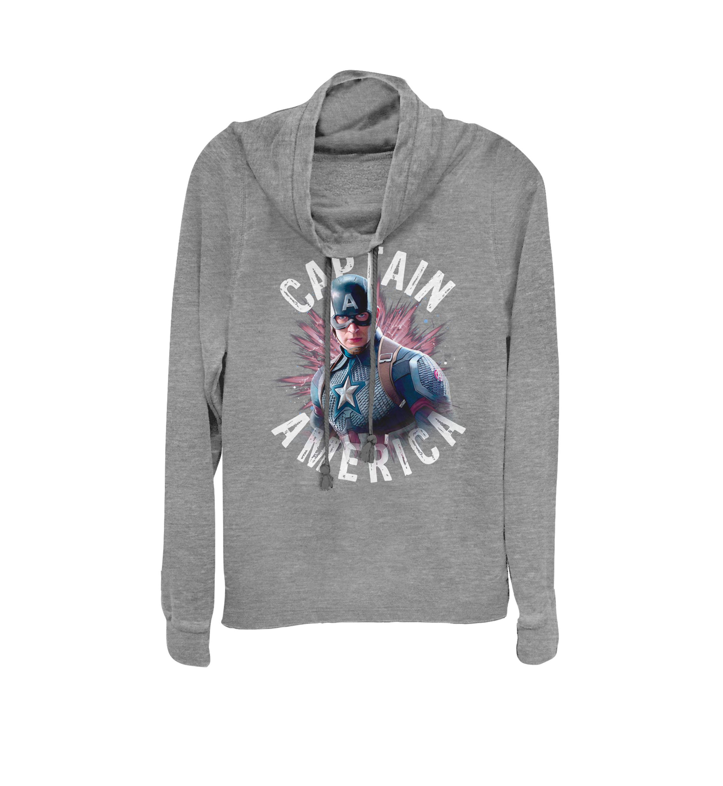 Avengers Endgame Captain America Space Poster Cowl Neck Graphic Pullover