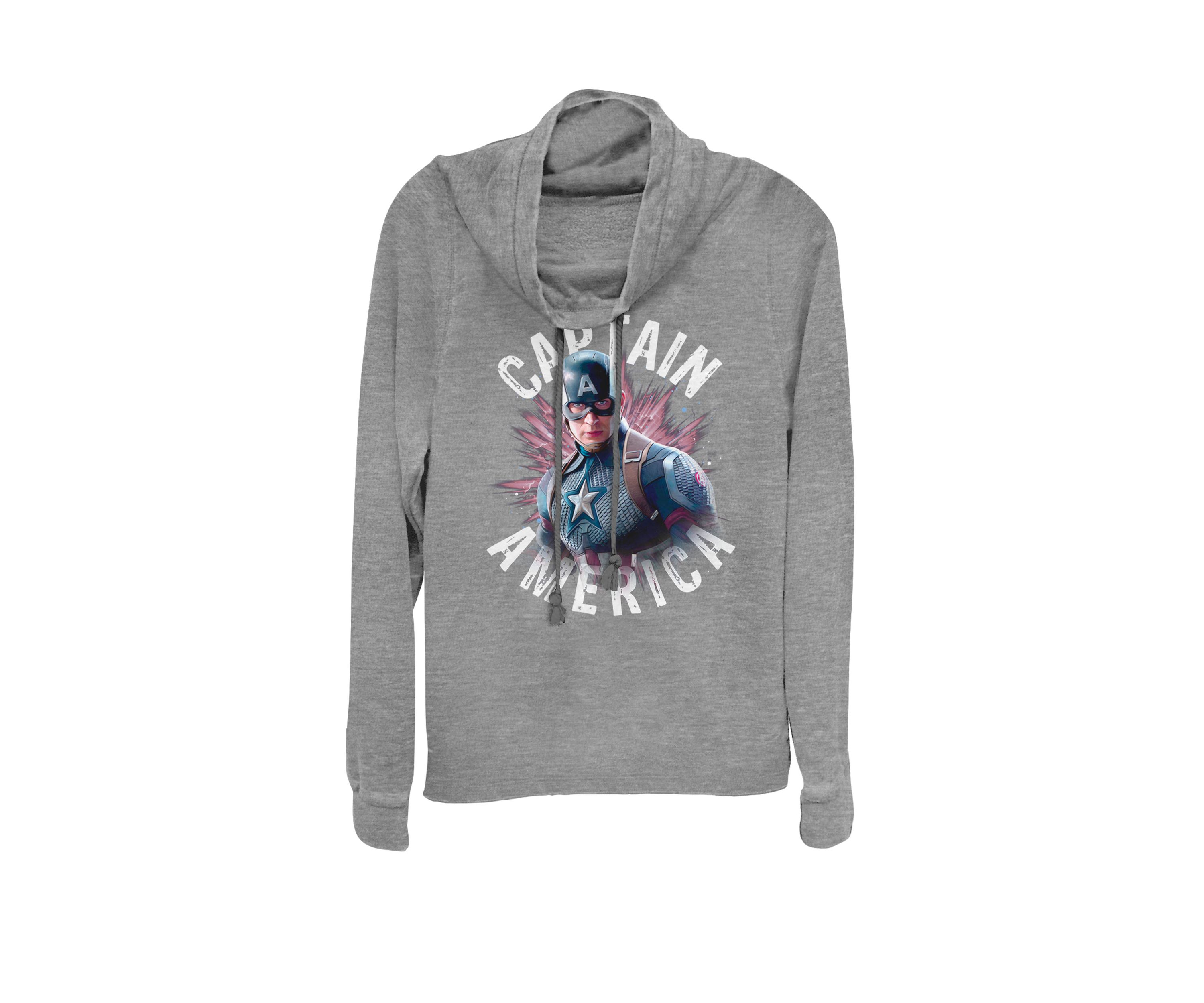 Avengers Endgame Captain America Space Poster Cowl Neck Graphic Pullover