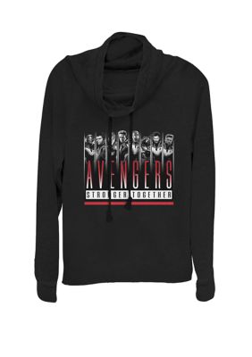 Marvel Women's Avengers Endgame Stronger Together Team Group Shot Cowl Neck Graphic Pullover, Black, XSmall