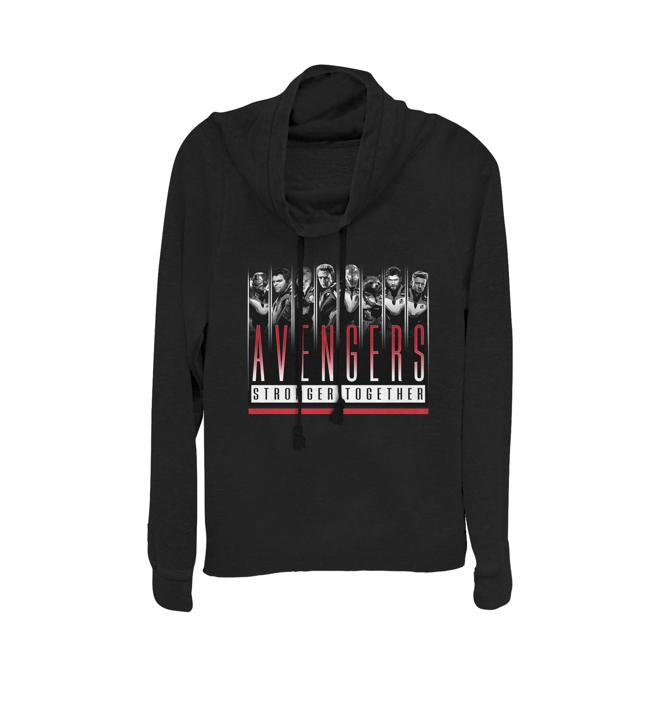 Avengers Endgame Stronger Together Team Group Shot Cowl Neck Graphic Pullover