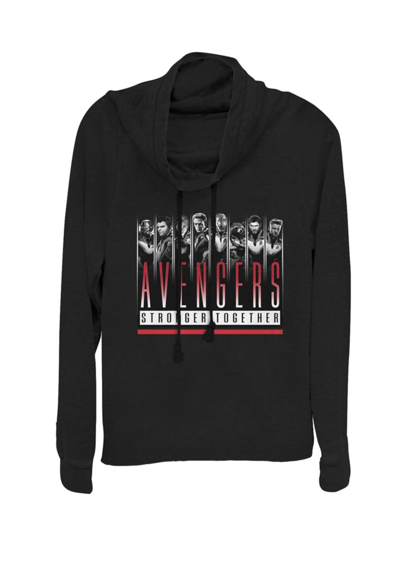 Avengers Endgame Stronger Together Team Group Shot Cowl Neck Graphic Pullover