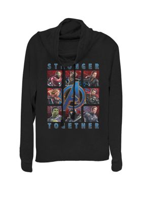Marvel Women's Avengers Endgame Stronger Together Panel Cowl Neck Graphic Pullover, Black, XL