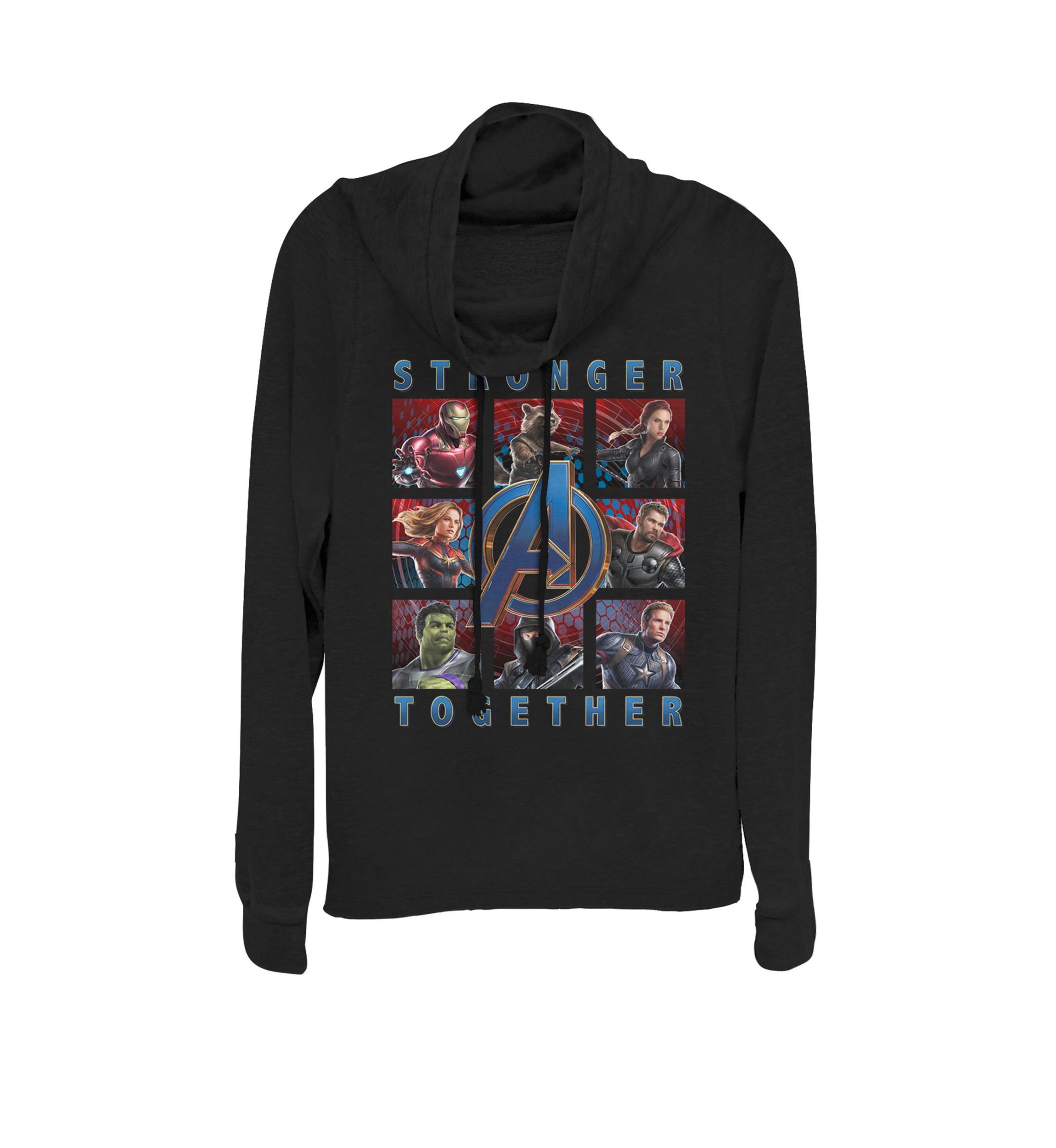 Avengers Endgame Stronger Together Panel Cowl Neck Graphic Pullover