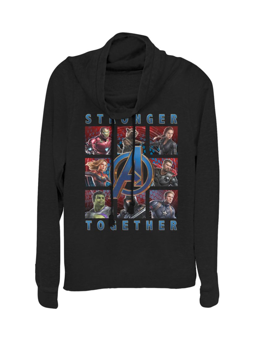 Avengers Endgame Stronger Together Panel Cowl Neck Graphic Pullover